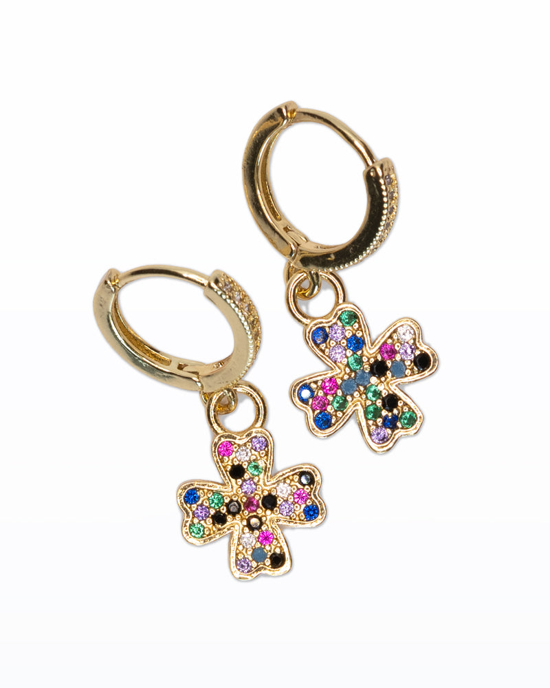 Holy Pop – Mini orecchini con crocina e cristalli multicolore